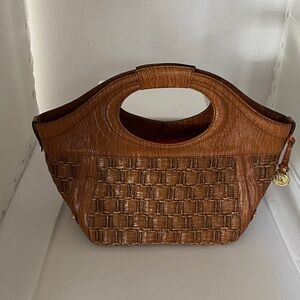 Brahmin Cognac Woven Leather Tote